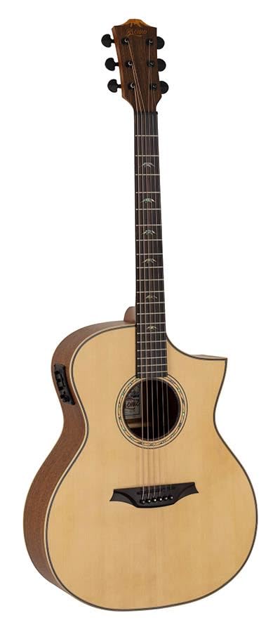 Bromo BAT4CE Auditorium Westerngitarre elektroakustisch, Cutaway & Tonabnehmer, massive Decke, inkl. Case