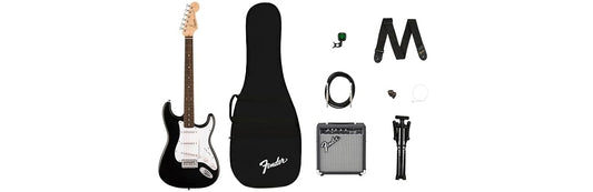 Squier Debut Stratocaster E-Gitarre Set mit Frontman 10G Amp, Gigbag, Gurt, Kabel, Ständer, Tuner