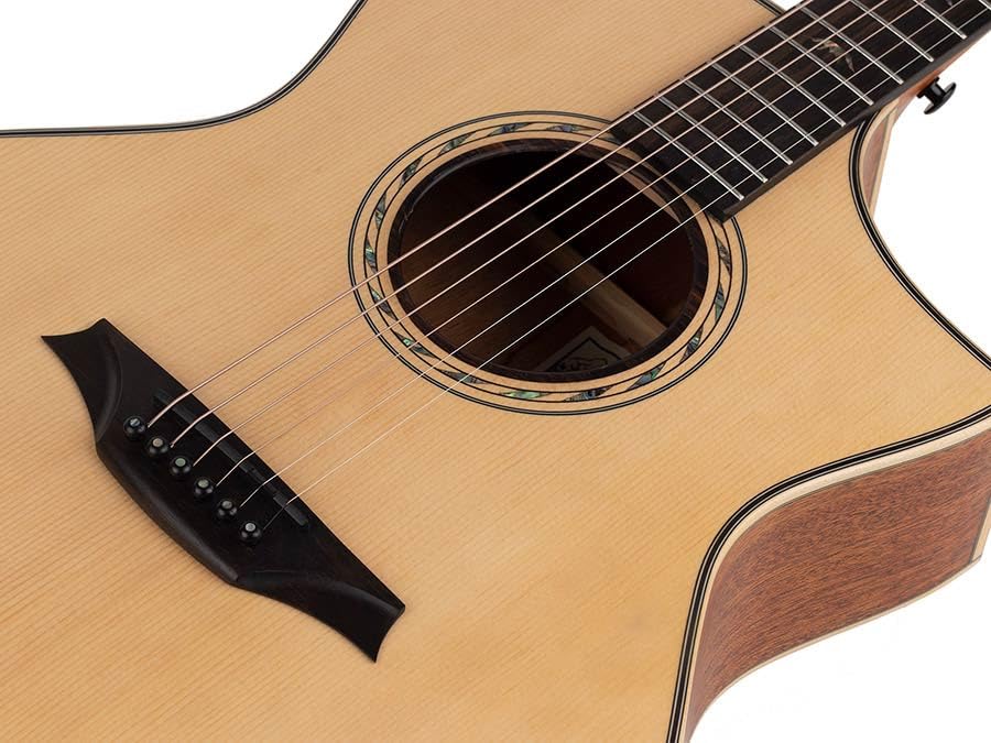 Bromo BAT4CE Auditorium Westerngitarre elektroakustisch, Cutaway & Tonabnehmer, massive Decke, inkl. Case