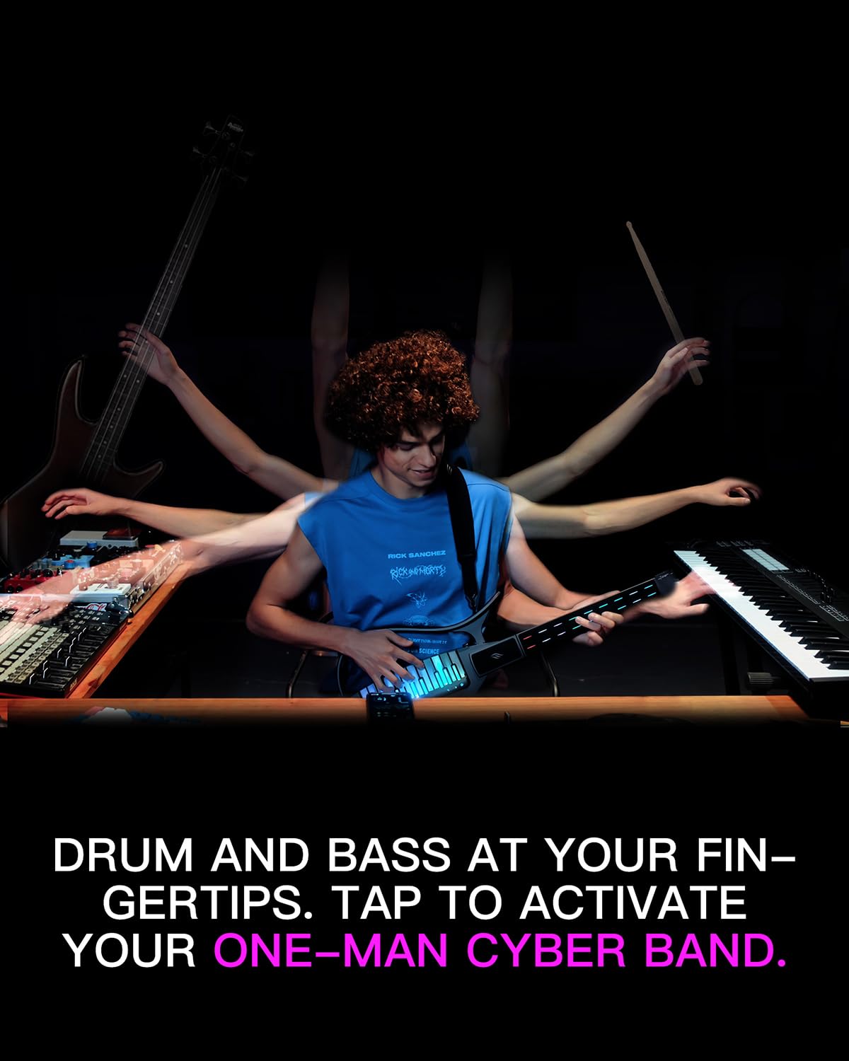 Enya CYBER-G Smart Guitar ohne Saiten, faltbar, Drum & Bass, Presets, App-Akkordsheets