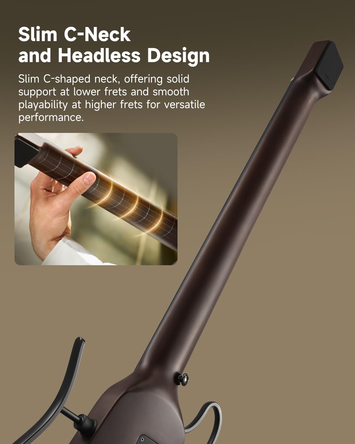 Donner Hush C elektroakustische Konzertgitarre (Nylon), Reisegitarre mit Tuner & Kopfhöreranschluss, Sunburst