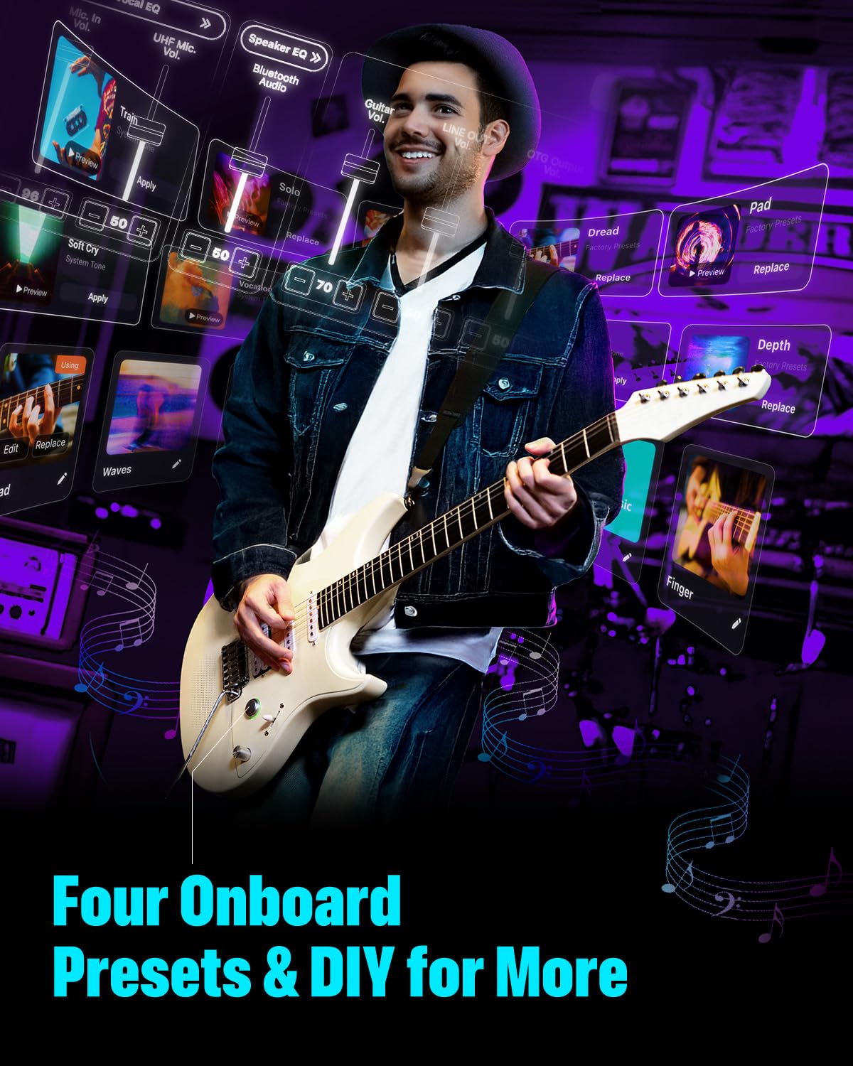 Enya Inspire 39" Smart E-Gitarre Carbon, 15W Lautsprecher, 20 Sounds, inkl. Tasche & Zubehör